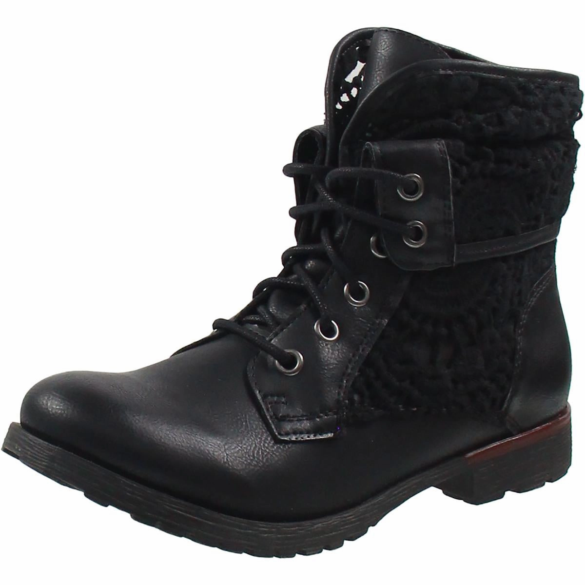 Spraypaint-Q Womens Faux Leather Ankle Combat Boots