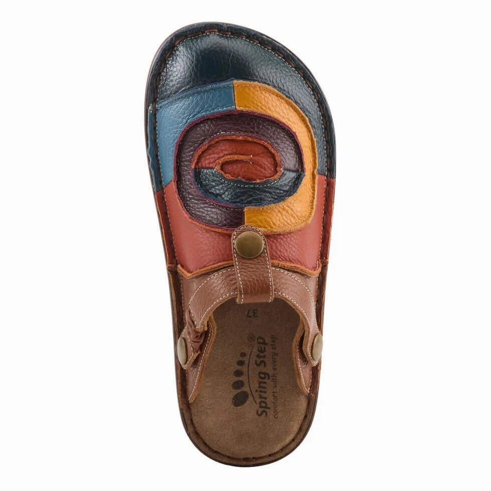 Spring Step Lollipop Clog Women 5.5-6 Multicolor Leather Removable Strap ZPO1949