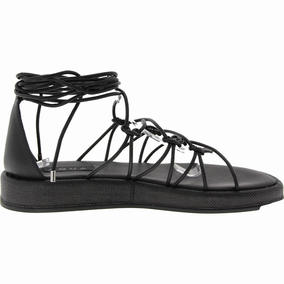 Star Womens Leather Lace-Up Platform Sandals