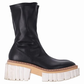 Stella Mccartney Zipped Chunky Sock Boots in Black Leather Cheap Womens Leather Boots