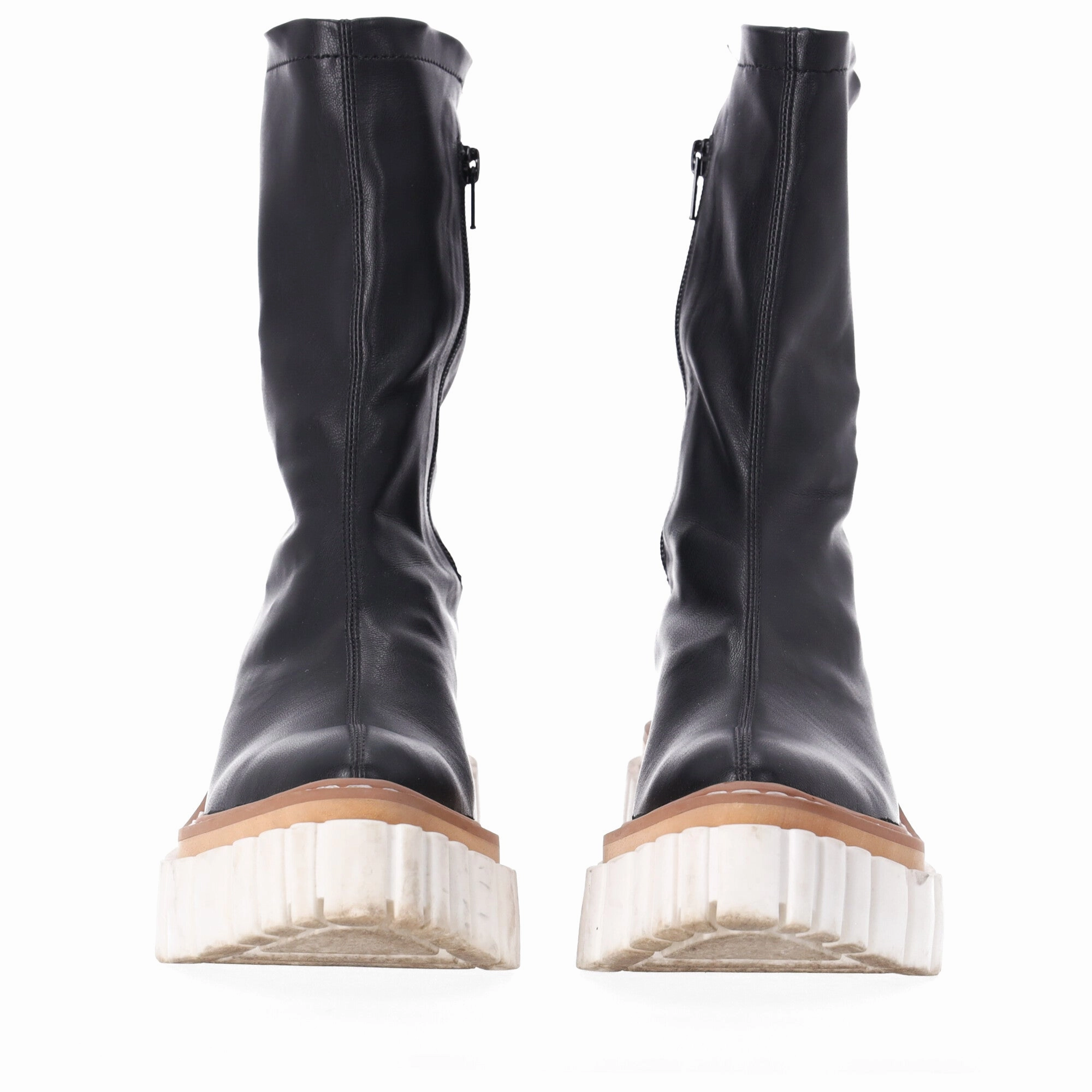 Stella Mccartney Zipped Chunky Sock Boots in Black Leather