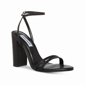 Steve Madden Candid Sandals Womens US 8.5 Black Leather Ankle Strap GBNC661 Stylish Womens Slides & Sandals