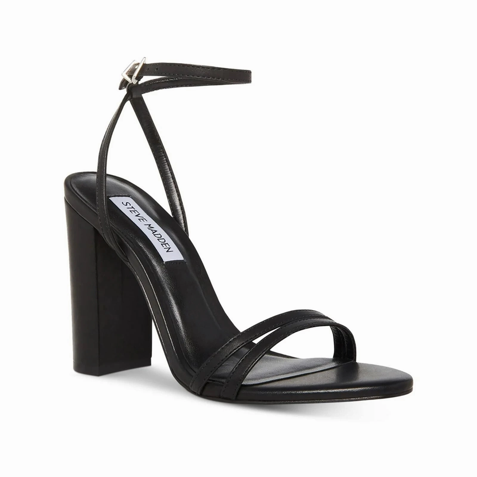 Steve Madden Candid Sandals Womens US 8.5 Black Leather Ankle Strap GBNC661 Stylish Womens Slides & Sandals