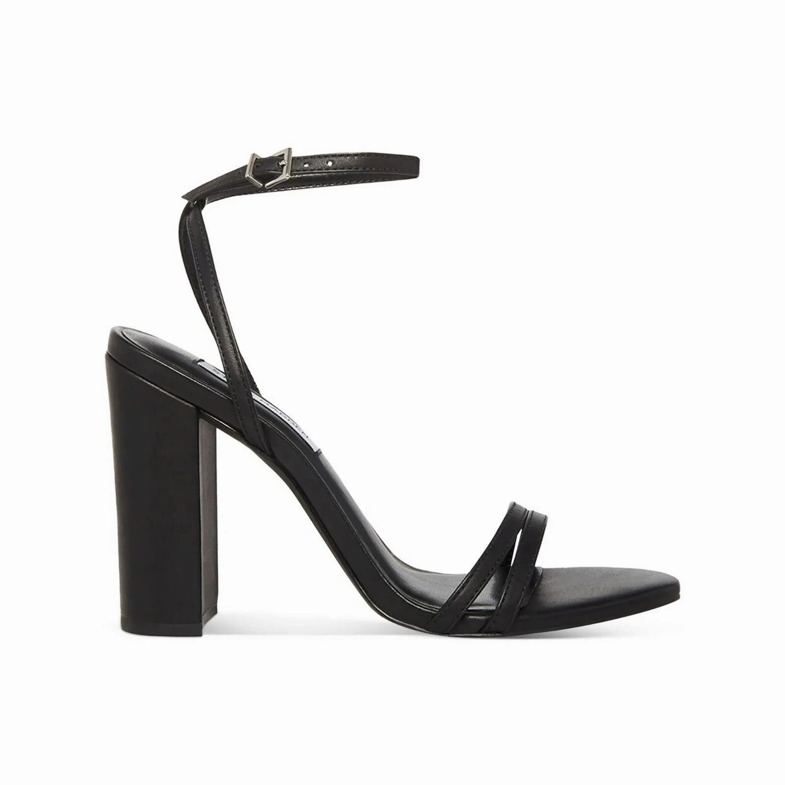 Steve Madden Candid Sandals Womens US 8.5 Black Leather Ankle Strap GBNC661