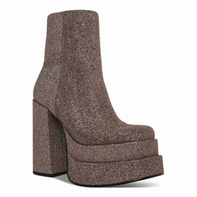 Steve Madden Cobra Boot Womens 6.5 Glitter Multi Leather Platform Bootie ZPO3504 Womens Boot Deals Today