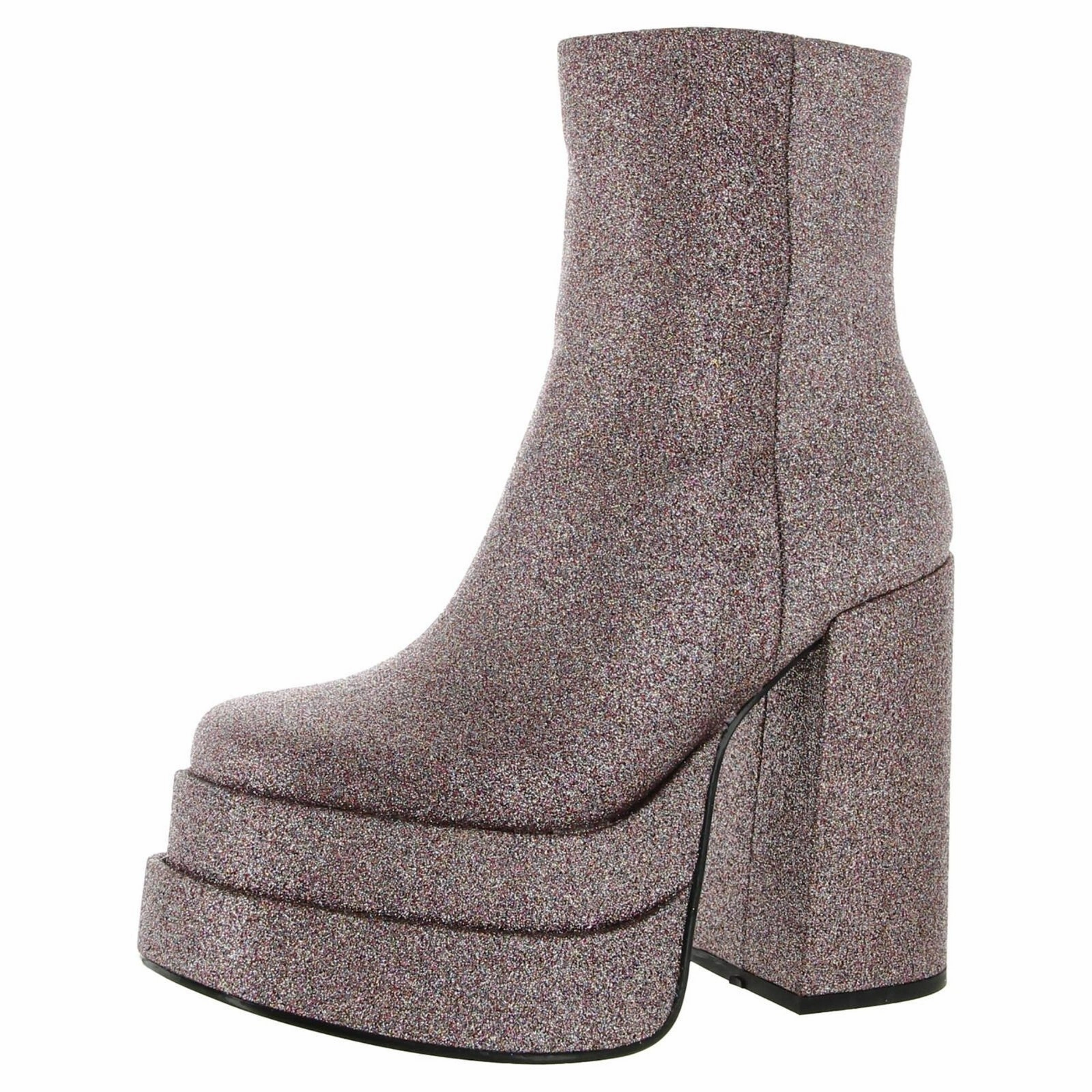Steve Madden Cobra Boot Womens 6.5 Glitter Multi Leather Platform Bootie ZPO3504