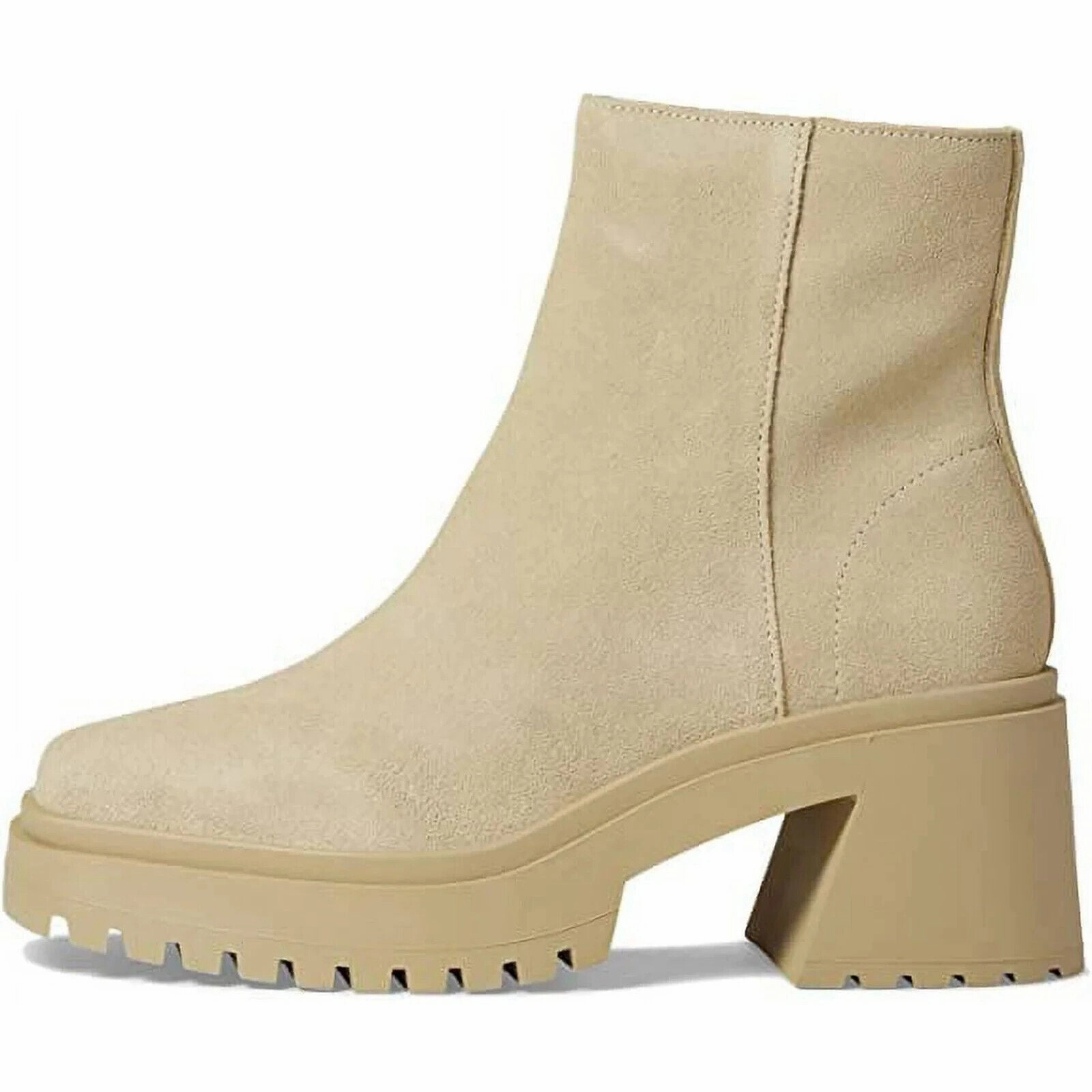 Steve Madden Fella Boots Womens US 8.5 Sand Suede Square Toe Ankle Bootie KHD701
