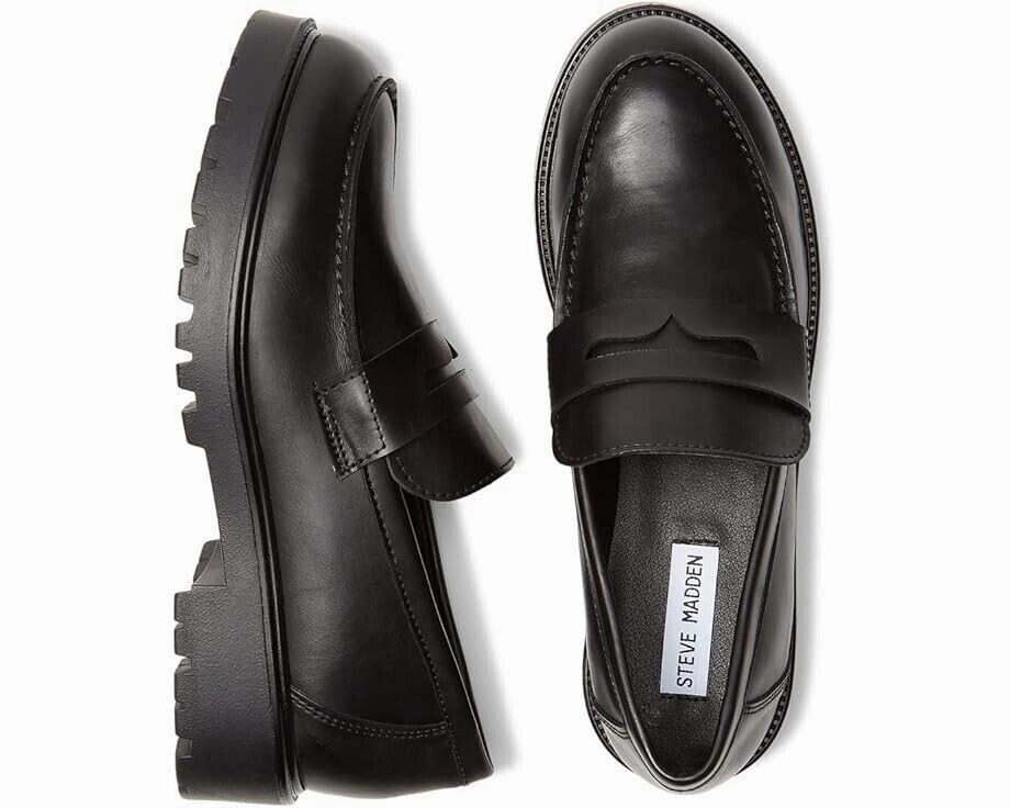 Steve Madden Lotto LOTT05S1 Penny Loafer Women 8.5 Black Comfort Slip On ZPO2249 Womens Athletic Footwear online shop