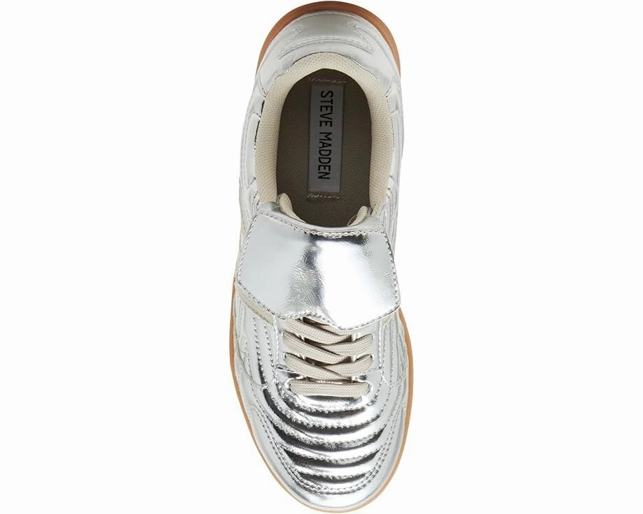 Steve Madden Madrid Sneakers Women's US 9.5 Silver Lace Up Casual Shoes ZOGG197