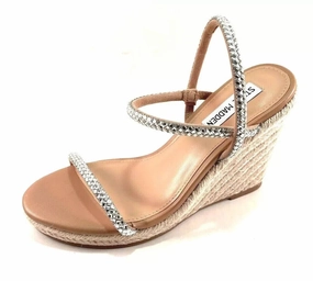 Steve Madden Udell-R Sandals Women's US 8.5 Silver Wedge Heel Espadrille KHD1137 Womens Sandals with big discounts