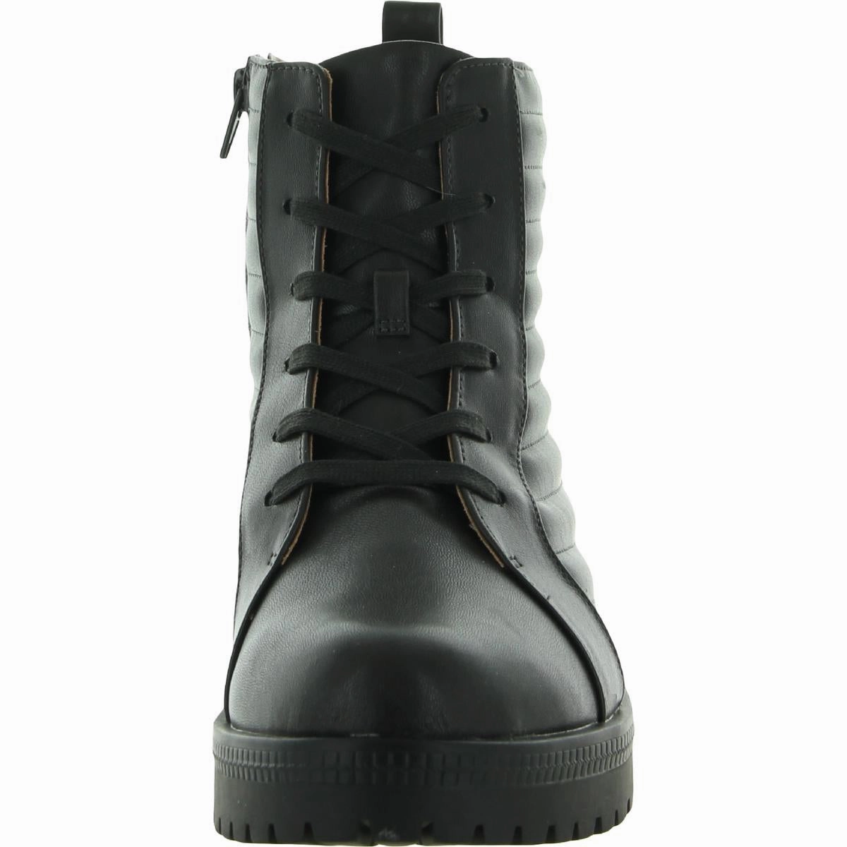 Stormy Womens Faux Leather Combat & Lace-up Boots