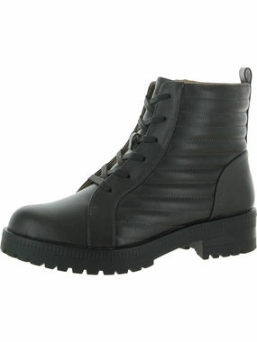 Stormy Womens Faux Leather Combat & Lace-up Boots Womens Dress Boots for less