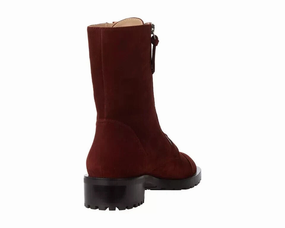 Stuart Weitzman Ande Boot Women's US 8 Mahogany Suede Mid Calf Block Heel KHD387