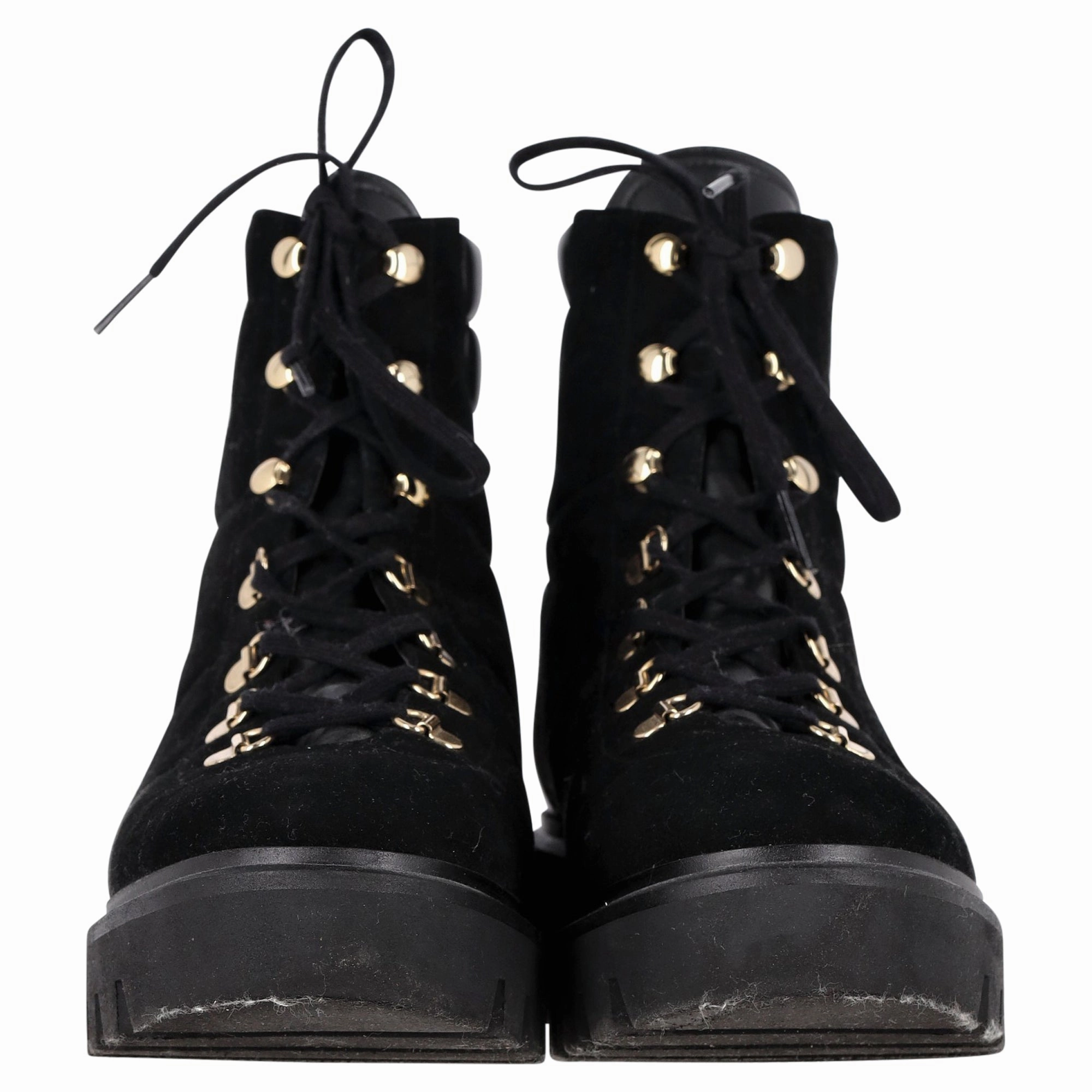 Stuart Weitzman Chalet Hiking Boots in Black Suede
