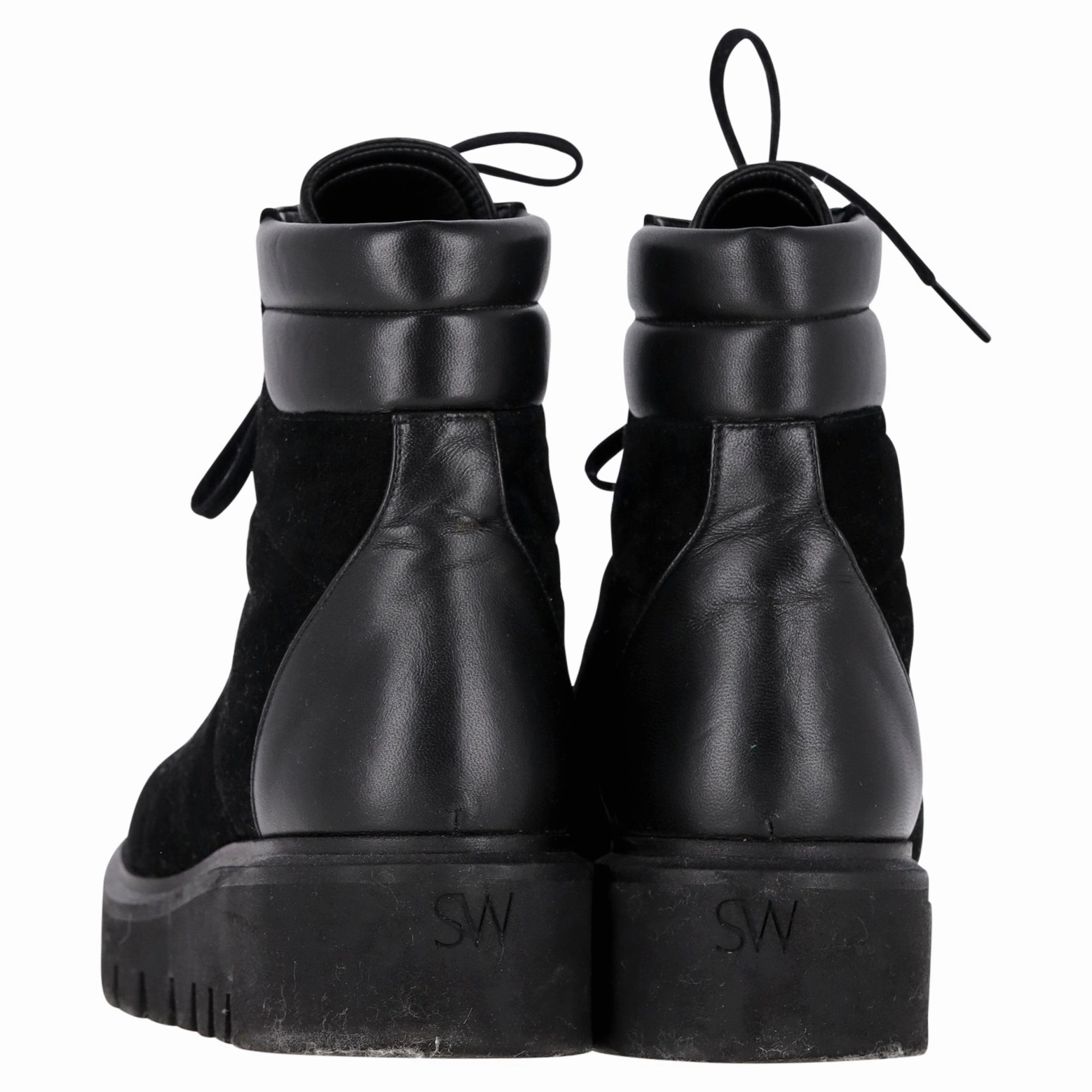 Stuart Weitzman Chalet Hiking Boots in Black Suede