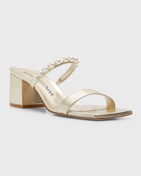 Stuart Weitzman Goldie 60 Sandals Women's 5.5 Gold Square Toe Block Heel KHD839 Womens Sandals with big discounts