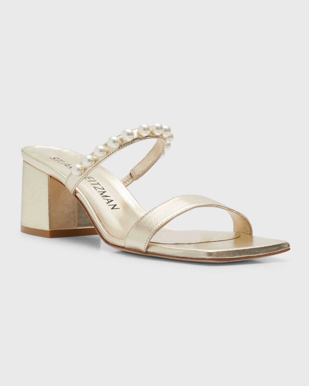 Stuart Weitzman Goldie 60 Sandals Women's 5.5 Gold Square Toe Block Heel KHD839 Womens Sandals with big discounts
