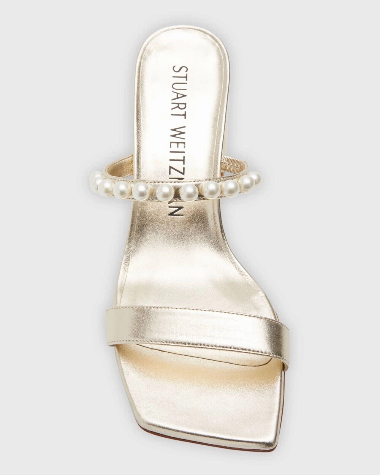 Stuart Weitzman Goldie 60 Sandals Women's 5.5 Gold Square Toe Block Heel KHD839