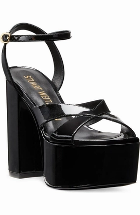 Stuart Weitzman Miami Squarehigh 140 Women's US 10.5 Black Patent Sandals KHD890 Womens Sandals with big discounts