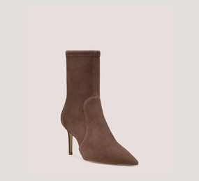 Stuart Weitzman Stuart 75 Stretch Boots Women's 8.5 Taupe Leather Bootie ZPO3441 Womens Boot Deals Today