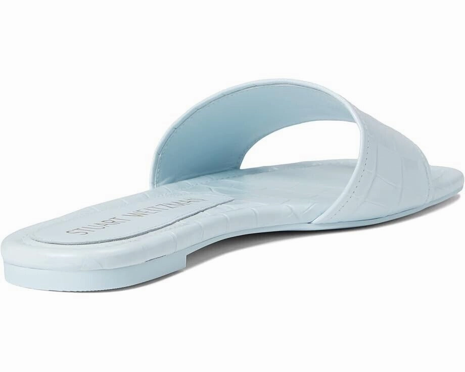 Stuart Weitzman Summer Sandal Women's US 5 Blue Leather Square Toe Slide ZPO2884