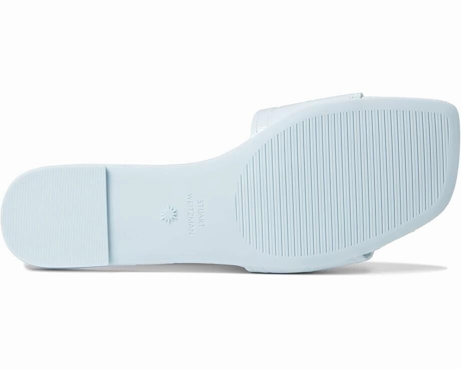 Stuart Weitzman Summer Sandal Women's US 5 Blue Leather Square Toe Slide ZPO2884