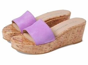 Stuart Weitzman Summer Sandals Women's 9 Purple Lilac Leather Wedge Heel KHD845 Womens Sandals with big discounts