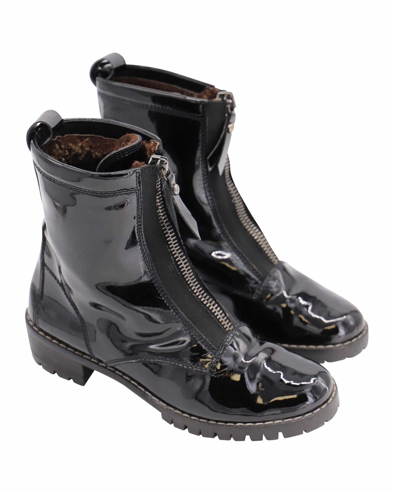 Stuart Weitzman Zip Up Boots in Black Patent Womens Boots clearance deals