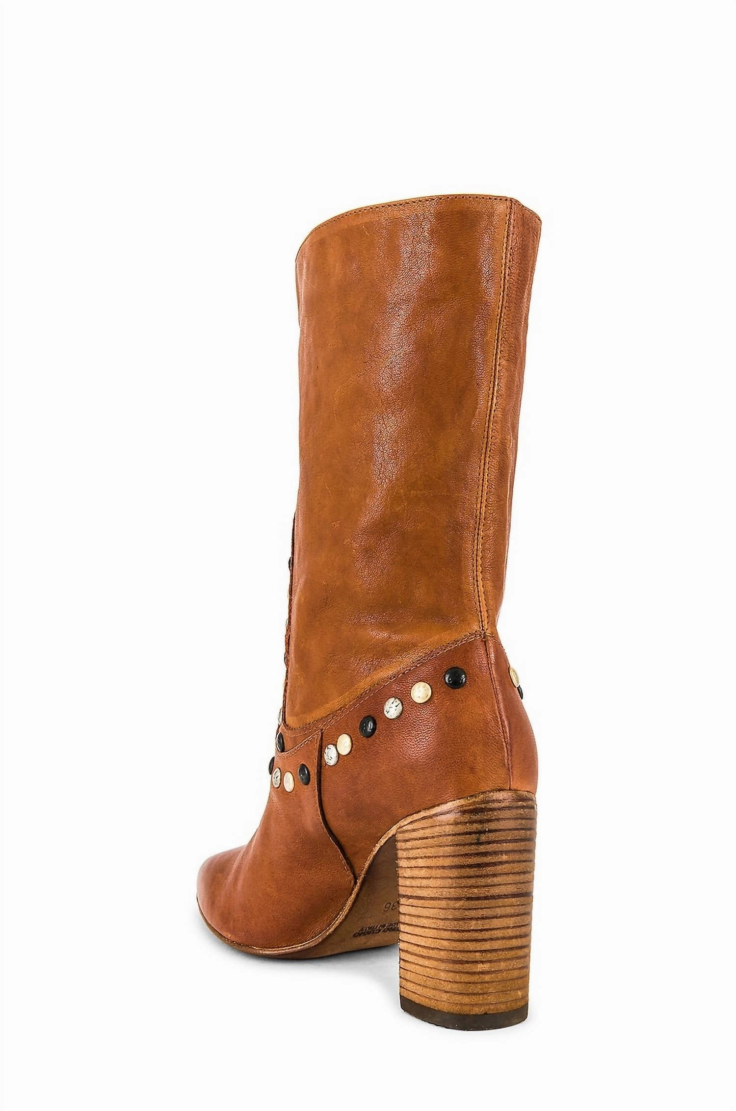 Studded Dakota Heel Boot In Rum