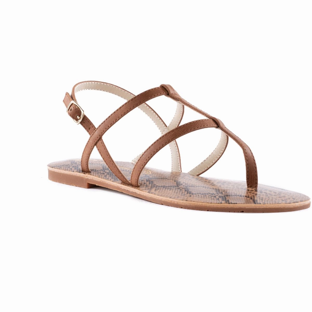 Super Woman Womens Vegan Leather Slingback Flat Sandals Womens Sandals discount online