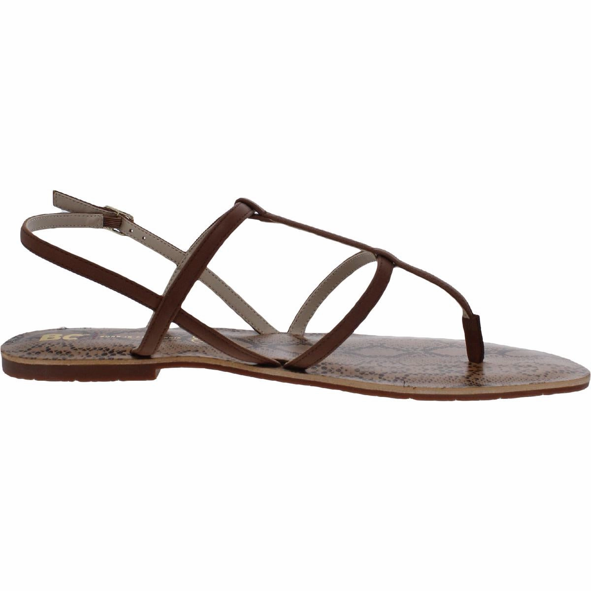 Super Woman Womens Vegan Leather Slingback Flat Sandals