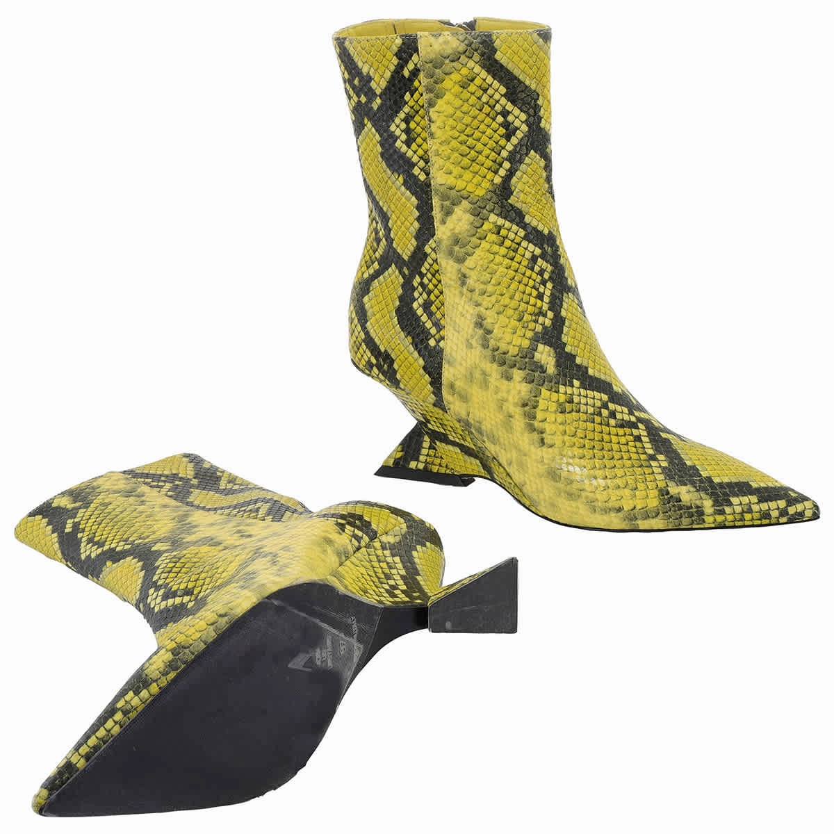 The Attico Fluo Yellow Python Leather Cheope Ankle Boots