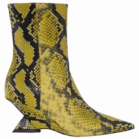 The Attico Fluo Yellow Python Leather Cheope Ankle Boots Discount Stylish Womens Boots