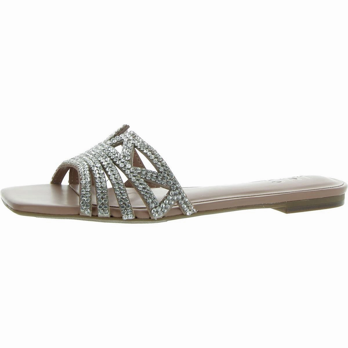 Tianah Womens Rhinestone Slip On Slide Sandals
