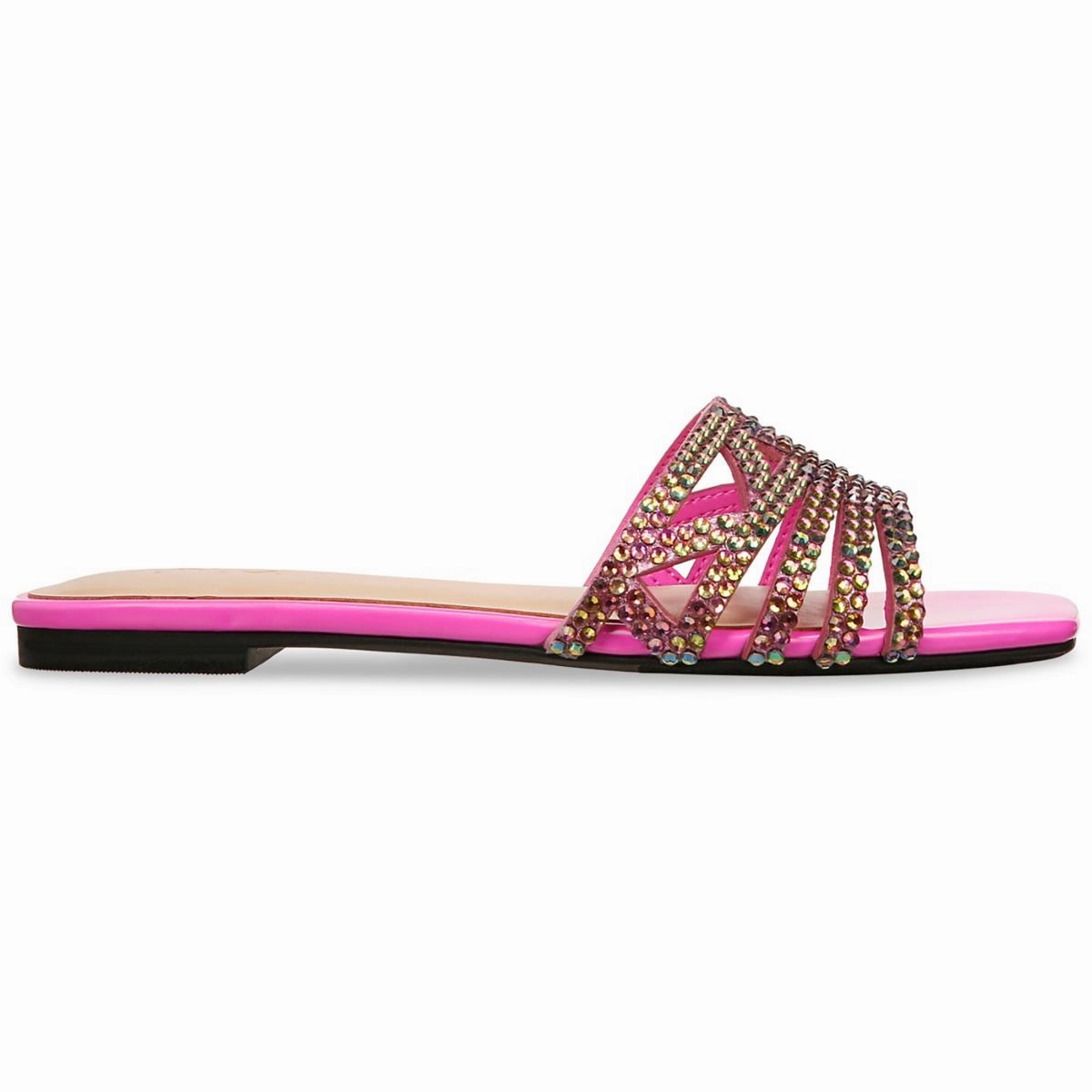 Tianah Womens Rhinestone Slip On Slide Sandals