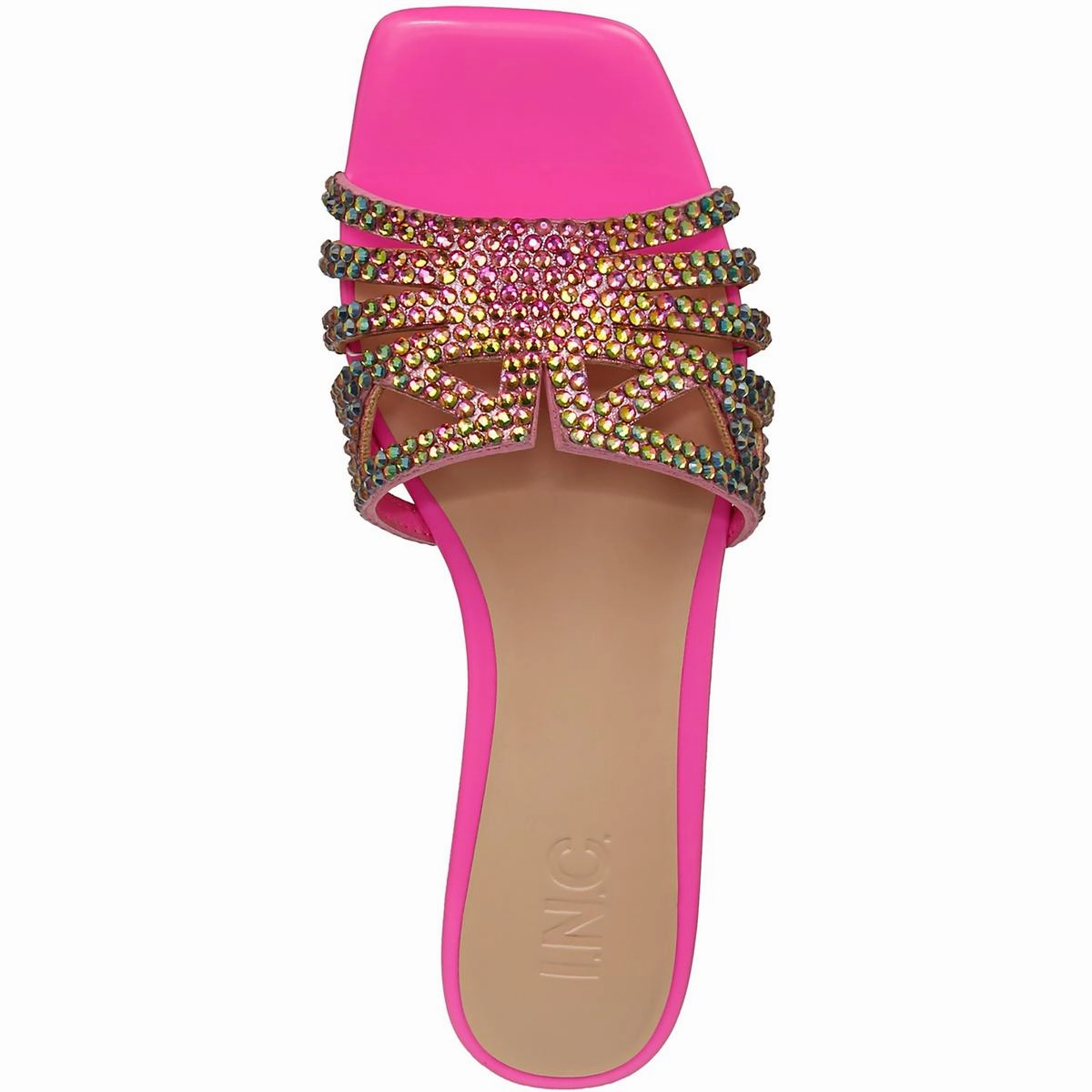 Tianah Womens Rhinestone Slip On Slide Sandals