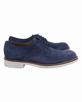 Tod's Lace Up Derby in Blue Suede Sale on Mens Chukka Footwear