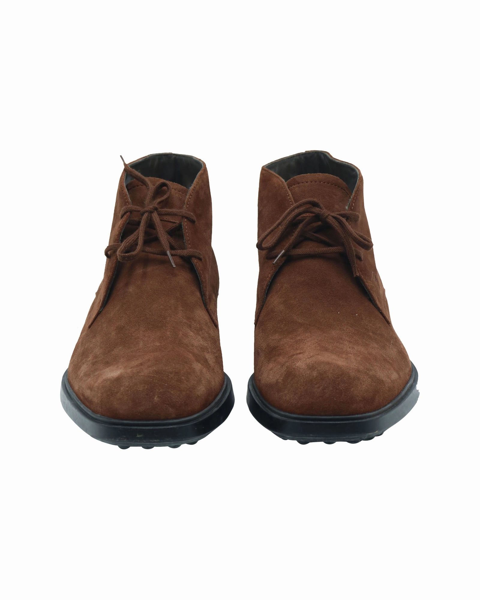 Tod's Pebbled Sole Lace-Up Ankle Boots in Brown Suede