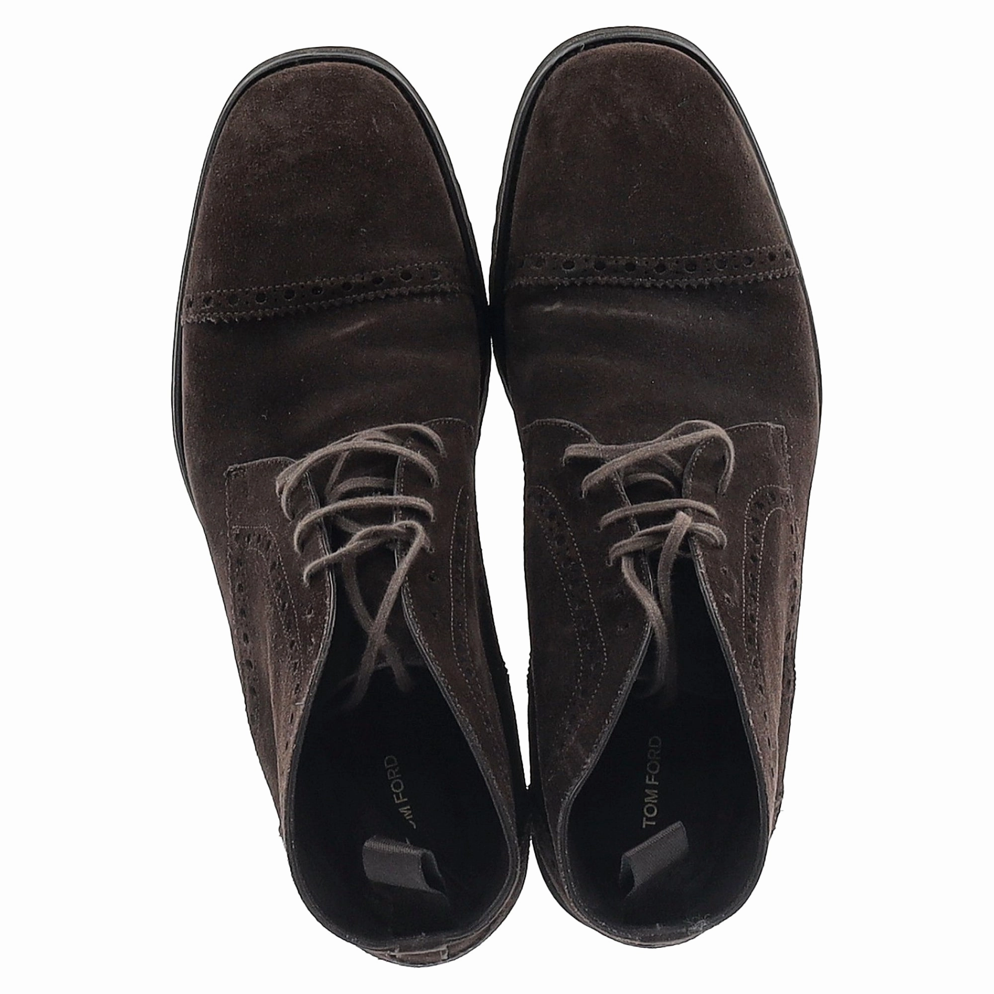 Tom Ford Laser Cut Lacer-Up Chukka Boots in Brown Suede