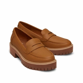 Toms Cara 10020214 Loafer Women's 7.5 Tan Leather Slip-On Platform Shoes KHD2014 Womens Athletic Footwear online shop