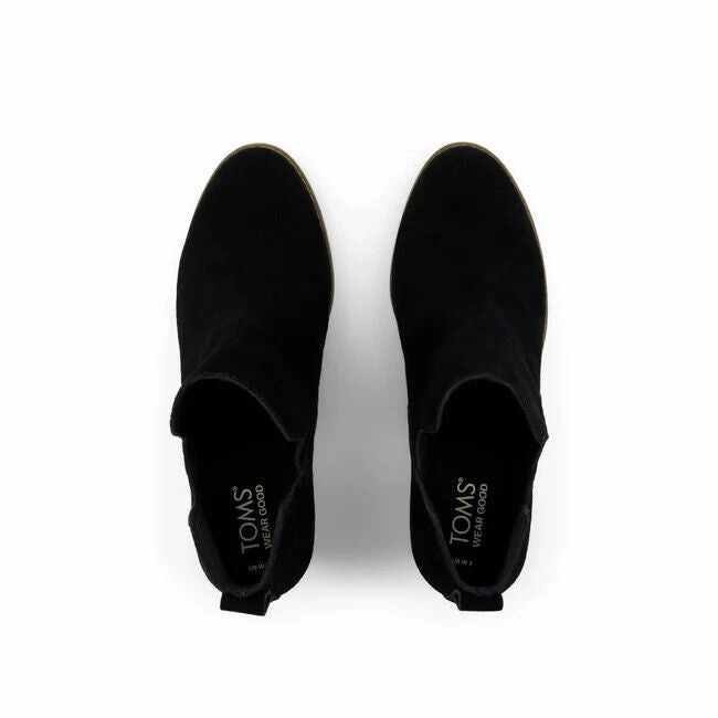 Toms Gwen 10021339 Boot Women US 8.5 Black Suede Wedge Heel Ankle Bootie ZPO2356