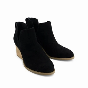 Toms Gwen 10021339 Boot Women US 8.5 Black Suede Wedge Heel Ankle Bootie ZPO2356 Womens Boot Deals Today