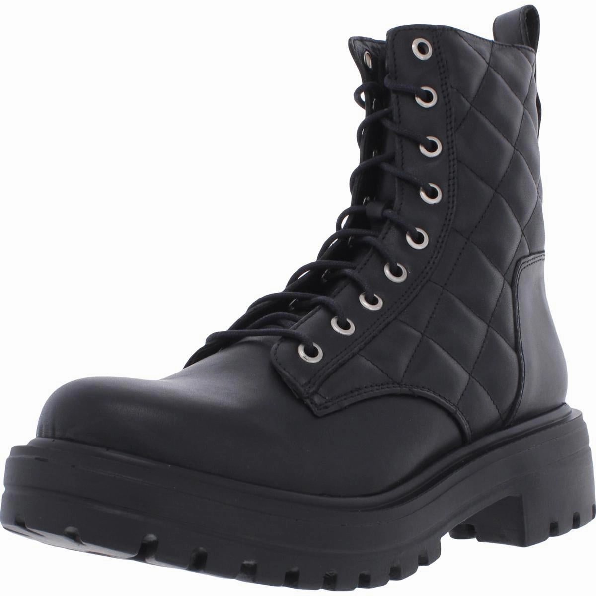 Trenton Womens Leather Lugged Sole Mid-Calf Boots