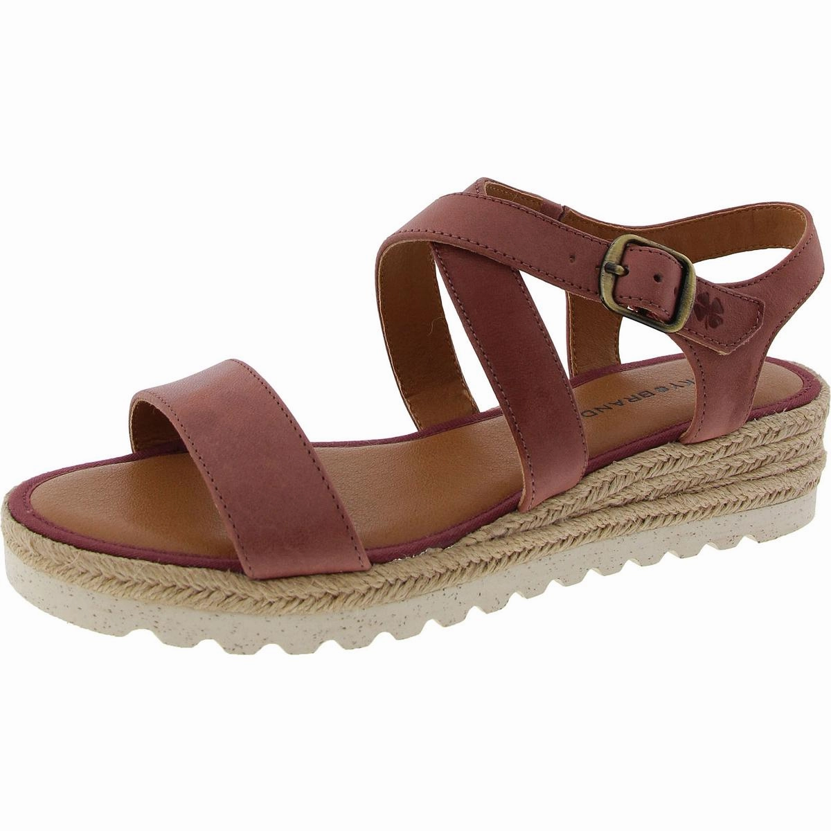 Trianna Womens Adjustable Leather Wedge Sandals