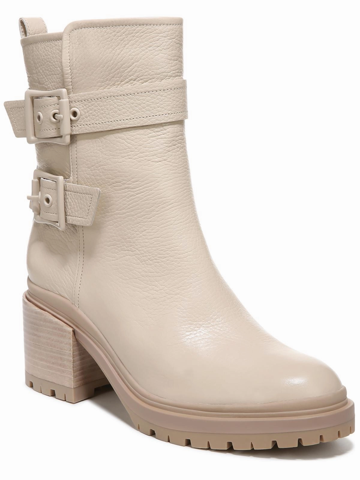 Trina Womens Leather Block Heel Motorcycle Boots