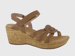 Tropical Wedge Sandal In Caramel Leather Stylish Womens Sandals discount