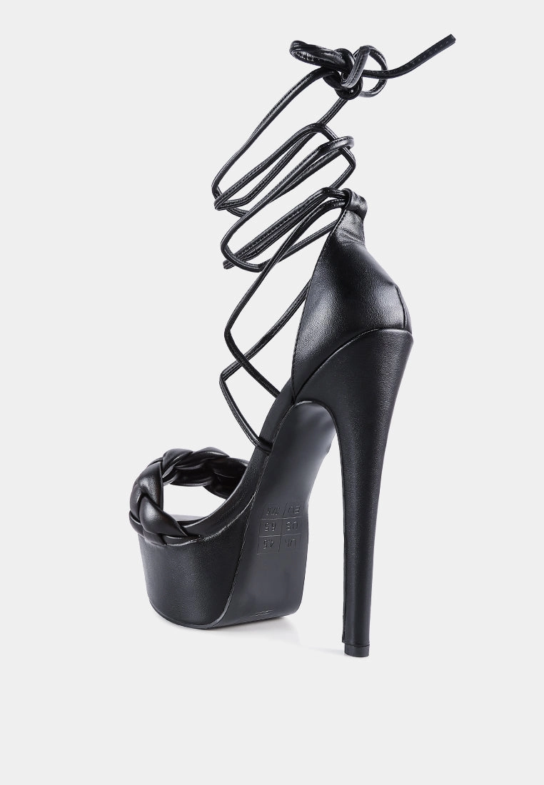 twerk tie-up braided high platform sandals
