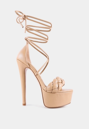 twerk tie-up braided high platform sandals Summer Womens Sandals clearance