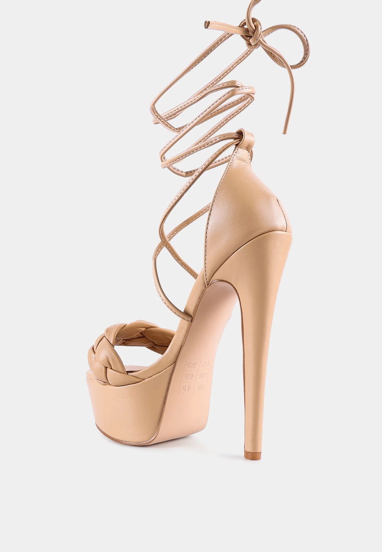 twerk tie-up braided high platform sandals