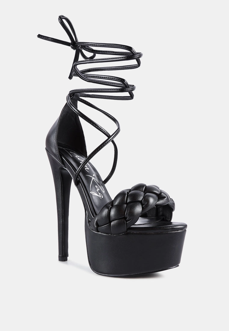 twerk tie-up braided high platform sandals